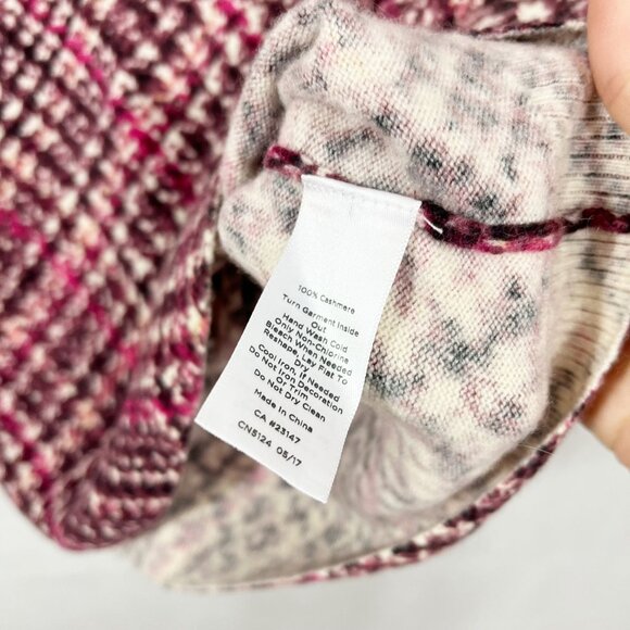 Talbots Pure Cashmere Houndstooth Plaid Sweater Jewel Embellished Size MP - Picture 4 of 6